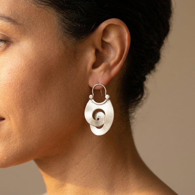 Vintage Irregular Silver Earrings