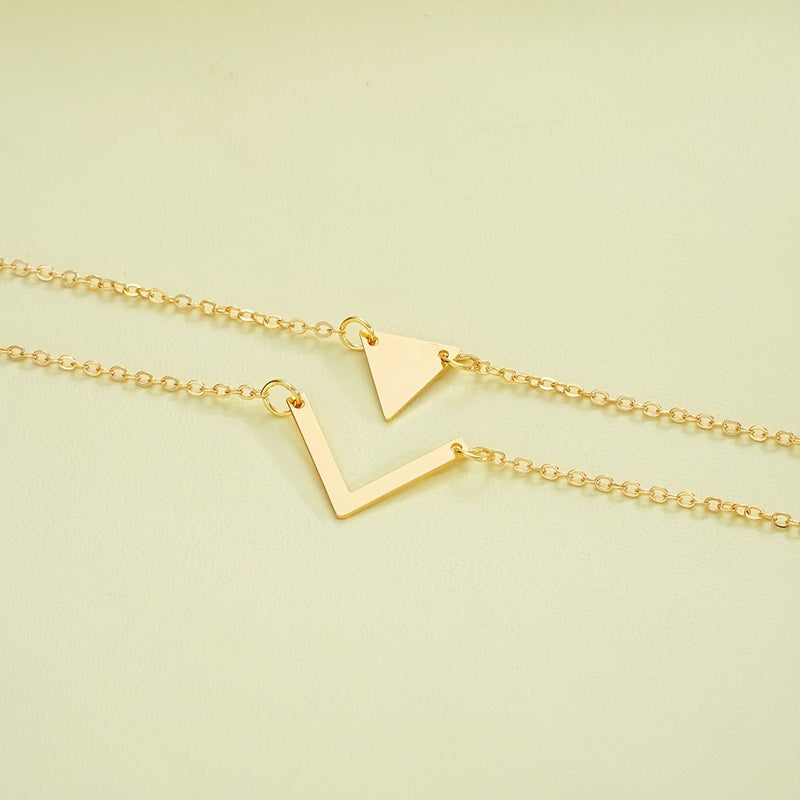 V-Shaped Triangle Chain Bracelet Set