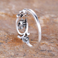 Vintage Bohemian Design Silver Plated Flower Ring