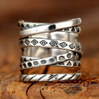 Vintage Bohemian Long Wrapped Around Silver Plated Ring