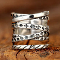 Vintage Bohemian Long Wrapped Around Silver Plated Ring