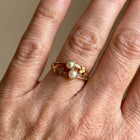 Vintage Double Moonstone Gold Plated Leaf Band Ring
