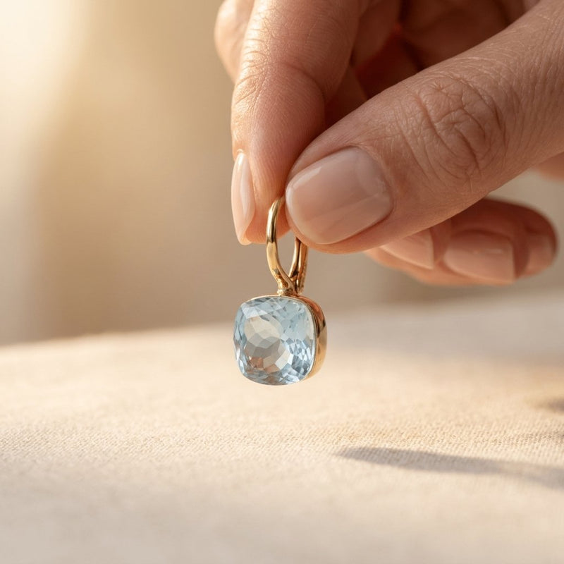 Vintage Elegant Blue Inlaid Zirconia Earrings