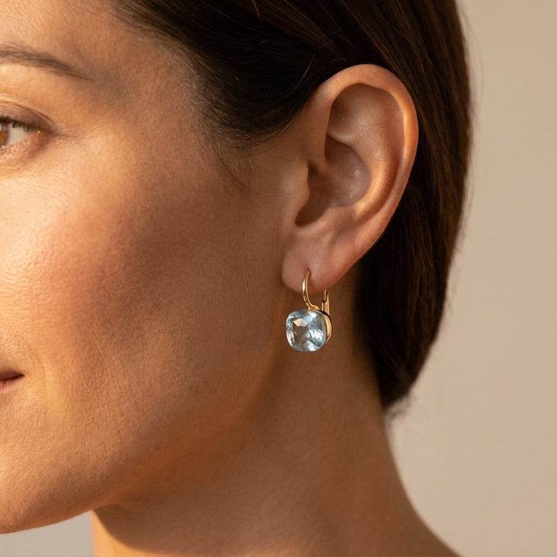 Vintage Elegant Blue Inlaid Zirconia Earrings