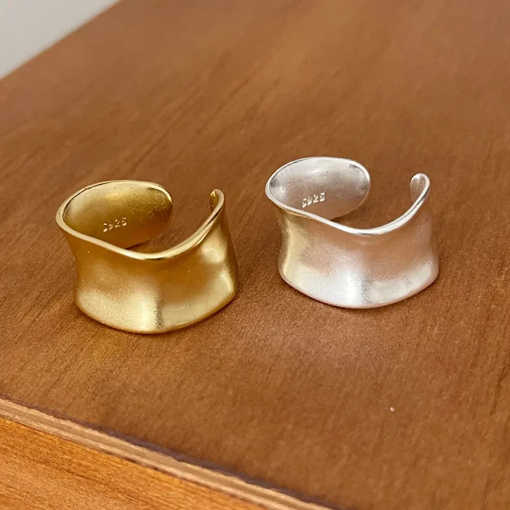 Vintage Gold and Silver Adjustable Wide Flat Ring