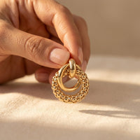Vintage Gold Beaded Double Hoop Earrings