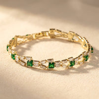 Vintage Gold Emerald Baguette Tennis Bracelet