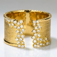 Vintage Gold Plated Cubic Zirconia Wide Ring