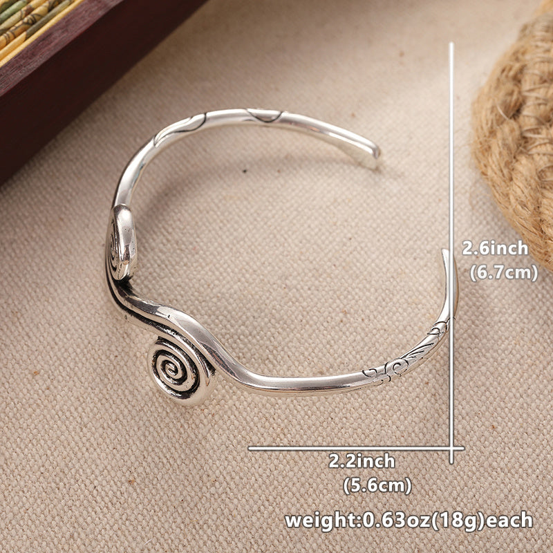 Vintage Gold White Plated Spiral Cuff Bangle Bracelet