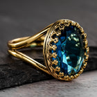 Vintage Inspired Oval Zirconia Inlay Gold Plated Ring