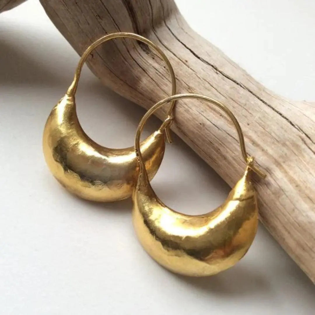 Vintage Sculpted Gold Hoop Earrings