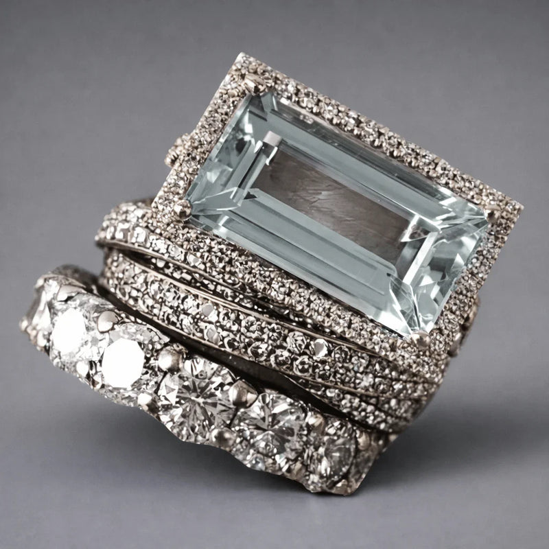 Vintage Silver Turquoise Glass Ring Set
