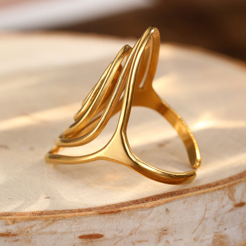 Vortex Sculptural Spiral Gold Statement Ring