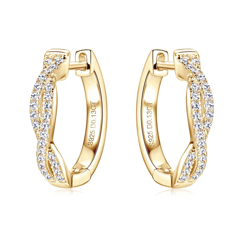 Zirconia Gold Braided Earrings